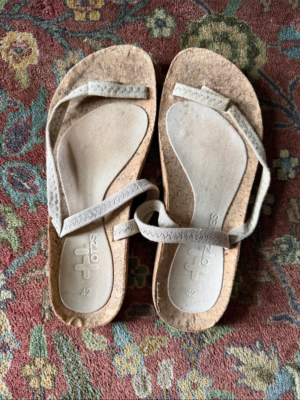 Otzshoes Comfort Cork Footbed Sandals in Beige - Women’s Casual Strappy 42